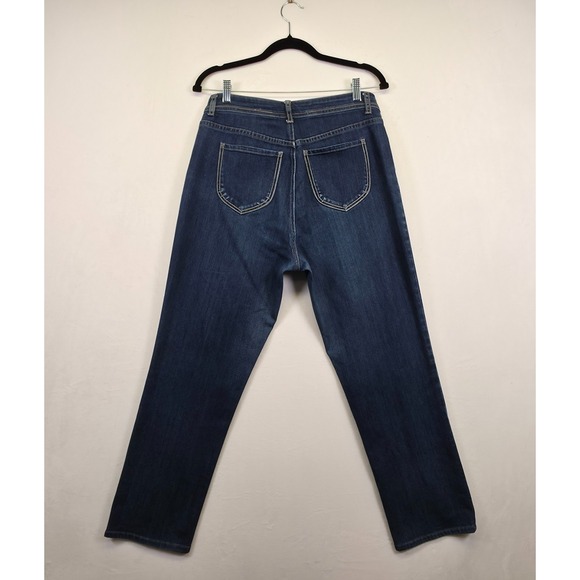 Chicos Platinum Jeans Womens 32x29 Blue Straight Dark Wash Stretch Denim Classic - Picture 2 of 14